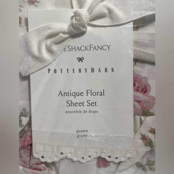 LoveShackFancy Pottery Barn Antique Floral Printed Queen Sheet Set - Picture 3 of 9